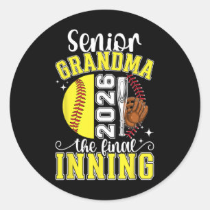 Softball Senior Grandma 2026 Softball Senior Grand Classic Round Sticker