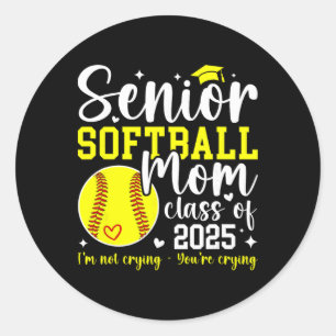 Softball Senior Mom Cl Of 2025 Softball Senior Mam Classic Round Sticker