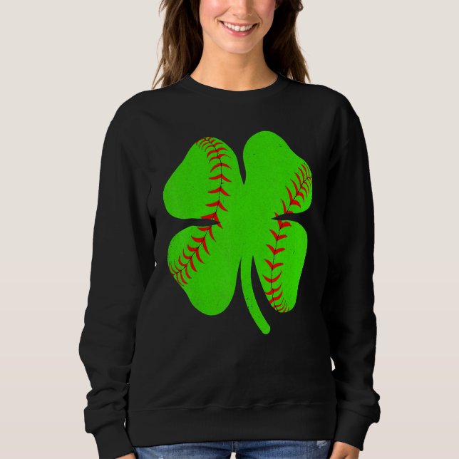 Softball Shamrock Lucky Clover Irish St Patrick's  Sweatshirt (Front)