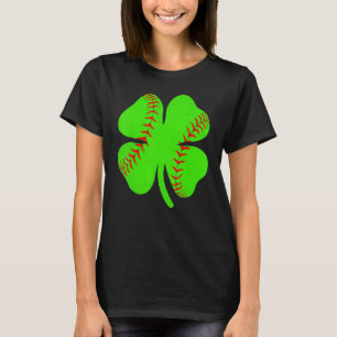 Softball Shamrock Lucky Clover Irish St Patrick's  T-Shirt
