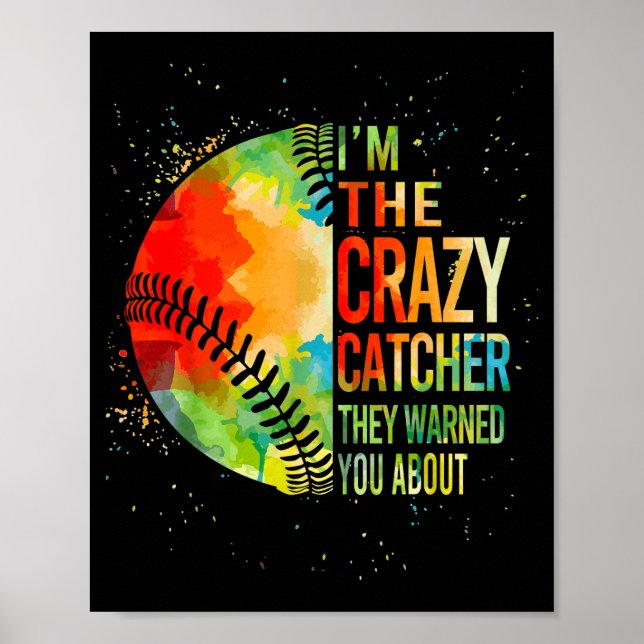 Softball-shirt Crazy Catcher Funny Youth Teen Girl Poster (Front)
