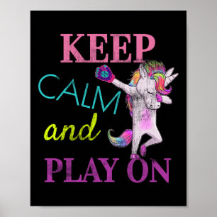 Softball Shirt Unicorn Dabbing Girls Keep Calm And Poster