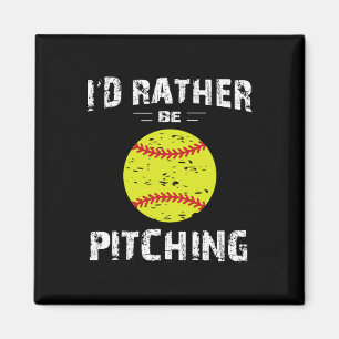 Softball Shirts For Girls Pitcher, I'd Rather Be P Magnet