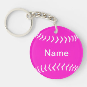 Softball Silhouette Keychain Pink