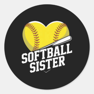 Softball Sister Cheer Squad For Girls Fastpitch Fa Classic Round Sticker