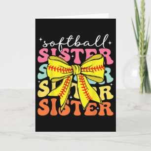 Softball Sister Coquette Bow Softball Sister Game Card
