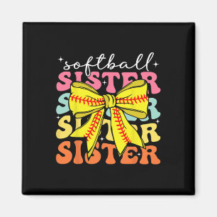 Softball Sister Coquette Bow Softball Sister Game Magnet