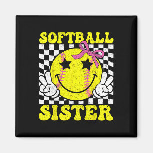 Softball Sister Coquette Bow Softball Sister Game Magnet