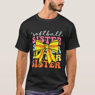 Softball Sister Coquette Bow Softball Sister Game  T-Shirt