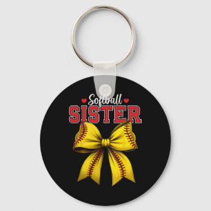 Softball Sister Coquette Women Softball Girls Moth Key Ring