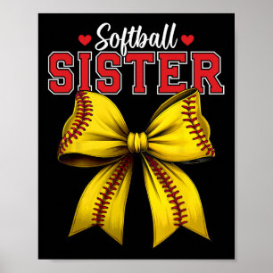 Softball Sister Coquette Women Softball Girls Moth Poster