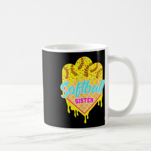 Softball Sister Ice Cream Drip Sweet Softball Game Coffee Mug