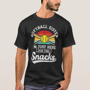 Softball Sister I'm Just Here For The Snacks Retro T-Shirt