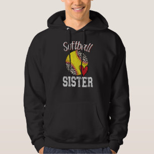 Softball Sister Leopard Ball  Mother's Day Hoodie