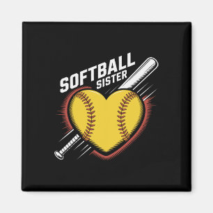 Softball Sister Life Fastpitch Heart With Bat Grap Magnet