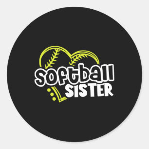 Softball Sister Shirts Gifts For Teen Girls Sister Classic Round Sticker