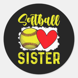 Softball Sister Softball Player  Classic Round Sticker