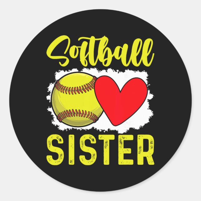 Softball Sister Softball Player  Classic Round Sticker (Front)