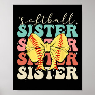 Softball Sister Vintage Sport Lover Sister Mothers Poster