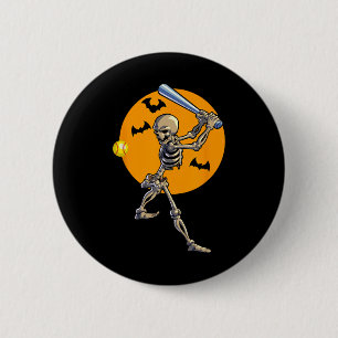 Softball Skeleton Halloween Women Girls Softball H 6 Cm Round Badge