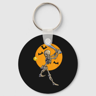 Softball Skeleton Halloween Women Girls Softball H Key Ring