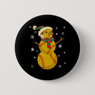 Softball Snowman Christmas Gift Tee Xmas Snowmie S 6 Cm Round Badge