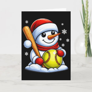 Softball Snowman Santa Hat Christmas Xmas Boys Gir Card