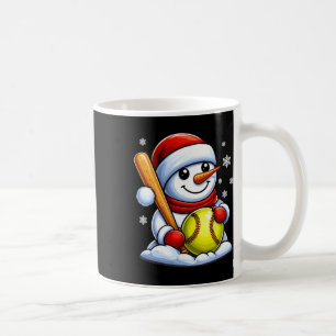 Softball Snowman Santa Hat Christmas Xmas Boys Gir Coffee Mug