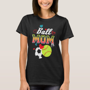 Softball Soccer Heart Design For Mum T-Shirt