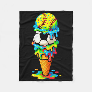 Softball Soccer Ice Cream Drip Colorful Summer Gam Fleece Blanket