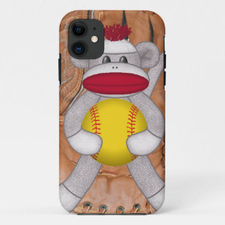 Softball Sock Monkey iPhone or Smart Phone Case