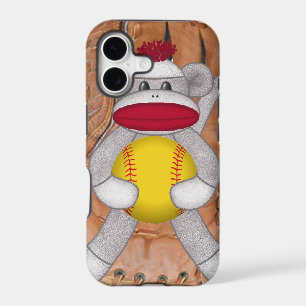 Softball Sock Monkey iPhone or Smart Phone Case