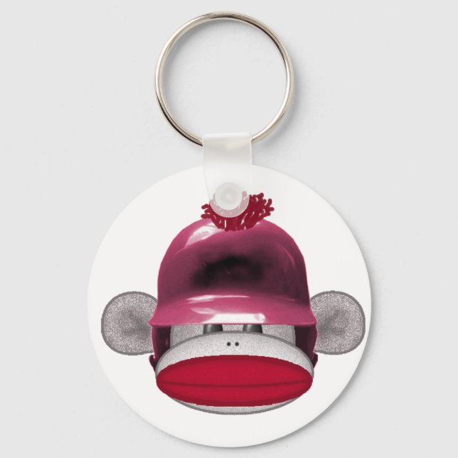 Softball Sock Monkey Key Ring (Front)