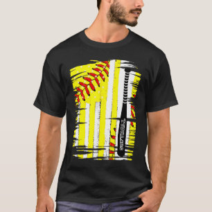 Softball Softball Player US Flag Themed Sport Coac T-Shirt