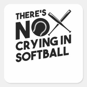 Softball Softball-Racket Square Sticker