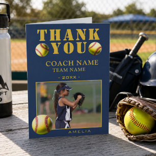 Softball Sports Photo Coach Thank You Card