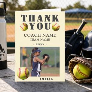 Softball Sports Photo Coach Thank You Card