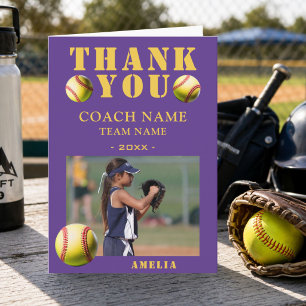 Softball Sports Photo Coach  Thank You Card