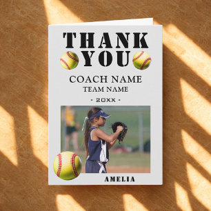 Softball Sports Photo Coach Thank You Card