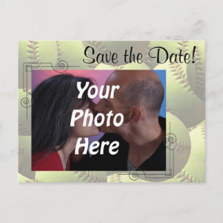 Softball Sports Wedding Theme Photo Save the Date! Announcement Postcard