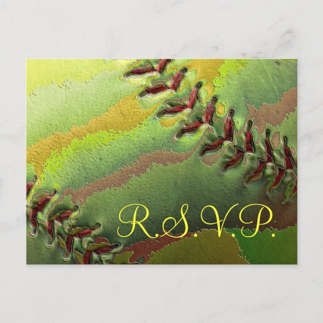 Softball Sports Wedding Theme RSVP Invitation Postcard (Front)