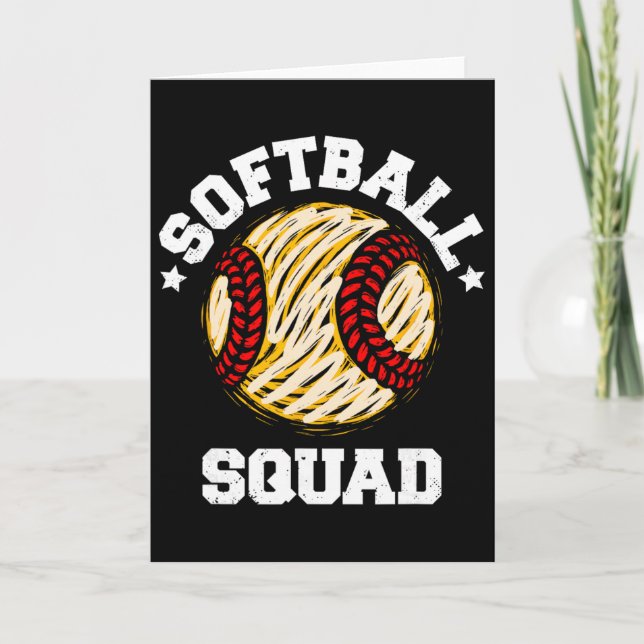 Softball Squad Distressed Vintage Funny Softball G Card (Front)