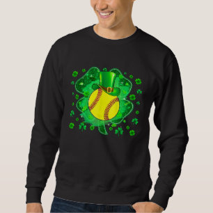 Softball St Patricks Day Leprechaun Shamrock Boys  Sweatshirt