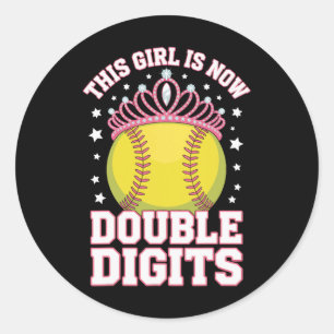Softball Star This Girl Is Now 10 Double Digits Pl Classic Round Sticker