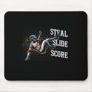 Softball Steal Slide Score Base Stealing Design Fo Mouse Pad