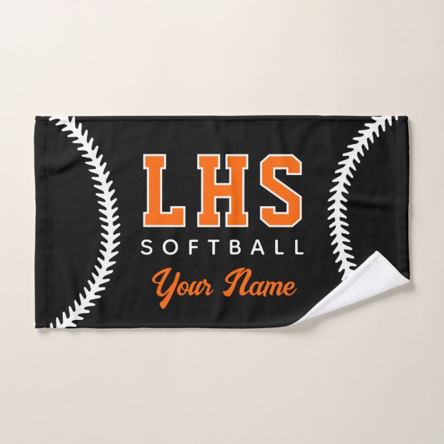 Softball Stitches Custom Sport Towel Team Initials (Hand Towel)