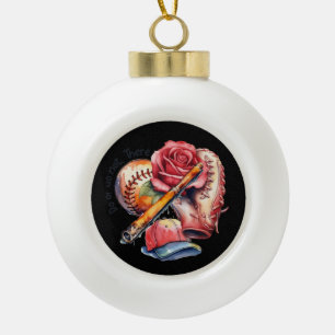 Softball Summer Ceramic Ball Christmas Ornament