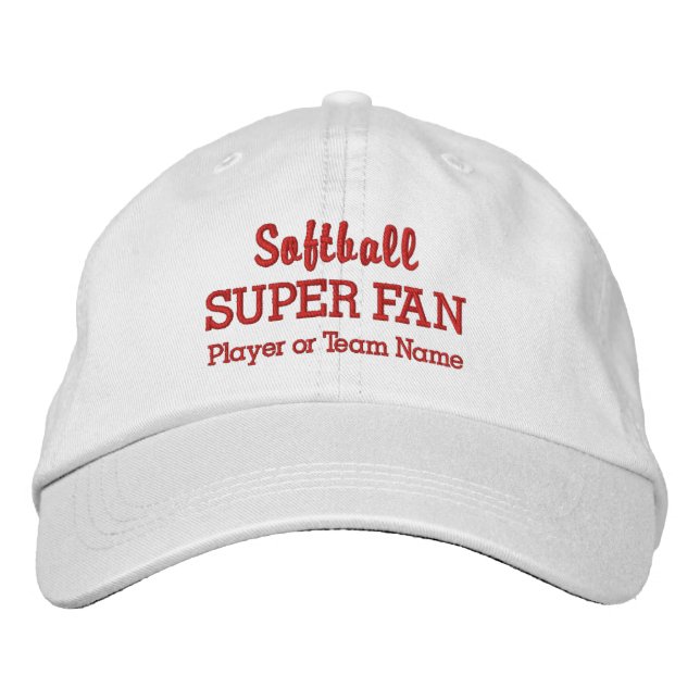 Softball Super Fan Custom Sport Team Player Name Embroidered Hat (Front)