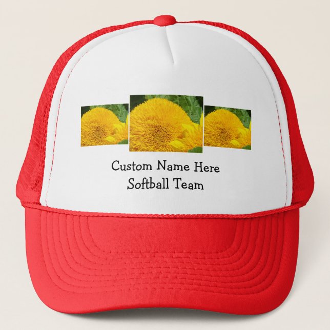 Softball Team Baseball hats Custom Name Sunflower (Front)