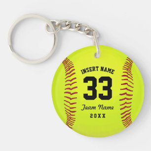 Softball Team Black Text Custom Key Ring